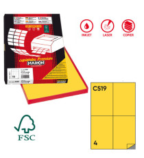 Etichette adesive C/519 - in carta - permanenti - 105 x 148,5 mm - 4 et/fg - 100 fogli - giallo - Markin