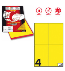 Etichette adesive C/519 - in carta - permanenti - 105 x 148,5 mm - 4 et/fg - 100 fogli - giallo fluo - Markin Etichette adesive C/519 - in carta - permanenti - 105 x 148,5 mm - 4 et/fg - 100 fogli - giallo fluo - Markin