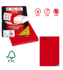 Etichette adesive C/519 - in carta - permanenti - 105 x 148,5 mm - 4 et/fg - 100 fogli - rosso - Markin Etichette adesive C/519 - in carta - permanenti - 105 x 148,5 mm - 4 et/fg - 100 fogli - rosso - Markin