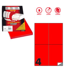Etichette adesive C/519 - in carta - permanenti - 105 x 148,5 mm - 4 et/fg - 100 fogli - rosso fluo - Markin Etichette adesive C/519 - in carta - permanenti - 105 x 148,5 mm - 4 et/fg - 100 fogli - rosso fluo - Markin