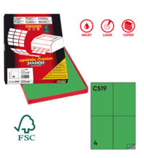 Etichette adesive C/519 - in carta - permanenti - 105 x 148,5 mm - 4 et/fg - 100 fogli - verde - Markin Etichette adesive C/519 - in carta - permanenti - 105 x 148,5 mm - 4 et/fg - 100 fogli - verde - Markin