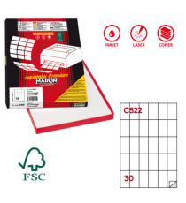 Etichette adesive C/522 - in carta - permanenti - 35 x 59 mm - 30 et/fg - 100 fogli - bianco - Markin