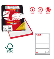 Etichette adesive C/535 - in carta - angoli arrotondati - permanenti - 190 x 61 mm - 4 et/fg - 100 fogli - bianco - Mark Etichette adesive C/535 - in carta - angoli arrotondati - permanenti - 190 x 61 mm - 4 et/fg - 100 fogli - bianco - Mark