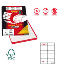 Etichette adesive C/543 - in carta - permanenti - 52,5 x 37 mm - 32 et/fg - 100 fogli - bianco - Markin