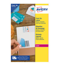 Etichette adesive coprenti BlockOut - in carta - permanenti - 45,7 x 21,2 mm - 48 et/fg - 25 fogli - bianco - Avery Etichette adesive coprenti BlockOut - in carta - permanenti - 45,7 x 21,2 mm - 48 et/fg - 25 fogli - bianco - Avery