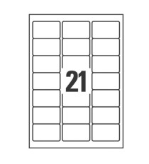 Etichette adesive coprenti BlockOut - in carta - permanenti - 63 x 38,1 mm - 21 et/fg - 25 fogli - bianco - Avery Etichette adesive coprenti BlockOut - in carta - permanenti - 63 x 38,1 mm - 21 et/fg - 25 fogli - bianco - Avery