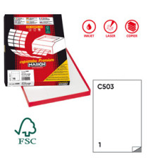 Etichette adesive extra forti C/503 - in carta - permanenti - 21 x 29,7 cm - 1 et/fg - 100 fogli - bianco - Markin Etichette adesive extra forti C/503 - in carta - permanenti - 21 x 29,7 cm - 1 et/fg - 100 fogli - bianco - Markin