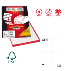 Etichette adesive extra forti C/519 - in carta - permanenti - 105 x 148,5 mm - 4 et/fg - 100 fogli - bianco - Markin Etichette adesive extra forti C/519 - in carta - permanenti - 105 x 148,5 mm - 4 et/fg - 100 fogli - bianco - Markin