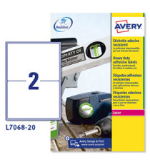 Etichette adesive extra strong L7068 - in poliestere - laser - permanenti - 199,6 x 143,5 mm - 2 et/fg - 20 fogli - bian Etichette adesive extra strong L7068 - in poliestere - laser - permanenti - 199,6 x 143,5 mm - 2 et/fg - 20 fogli - bian