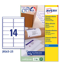 Etichette adesive J8163 - in carta - angoli arrotondati - inkjet - permanenti - 99,1 x 38,1 mm - 14 et/fg - 25 fogli - b Etichette adesive J8163 - in carta - angoli arrotondati - inkjet - permanenti - 99,1 x 38,1 mm - 14 et/fg - 25 fogli - b