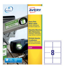 Etichette adesive L4715 - in poliestere - laser - permanenti - 99,1 x 67,7 mm - 8 et/fg - 20 fogli - bianco - Avery Etichette adesive L4715 - in poliestere - laser - permanenti - 99,1 x 67,7 mm - 8 et/fg - 20 fogli - bianco - Avery