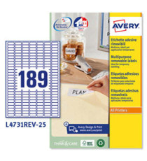 Etichette adesive L4731REV - in carta - angoli arrotondati - rimovibili - 25,4 x 10 mm - 189 et/fg - 25 fogli - bianco - Etichette adesive L4731REV - in carta - angoli arrotondati - rimovibili - 25,4 x 10 mm - 189 et/fg - 25 fogli - bianco -