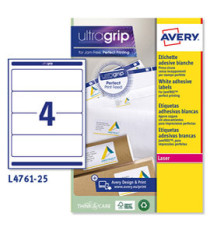 Etichette adesive L4761 - in carta - angoli arrotondati - permanenti - 192 x 61 mm - 4 et/fg - 25 fogli - bianco coprent Etichette adesive L4761 - in carta - angoli arrotondati - permanenti - 192 x 61 mm - 4 et/fg - 25 fogli - bianco coprent