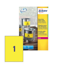 Etichette adesive L6111 - in poliestere - laser - permanenti - 210 x 297 mm - 1 et/fg - 20 fogli - giallo fluo - Avery Etichette adesive L6111 - in poliestere - laser - permanenti - 210 x 297 mm - 1 et/fg - 20 fogli - giallo fluo - Avery