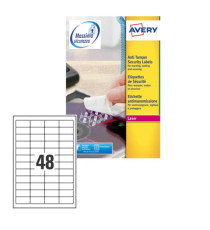 Etichette adesive L6113 - in poliestere - laser - permanenti - 45,7 x 21,2 mm - 48 et/fg - 20 fogli - bianco - Avery Etichette adesive L6113 - in poliestere - laser - permanenti - 45,7 x 21,2 mm - 48 et/fg - 20 fogli - bianco - Avery