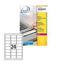 Etichette adesive L6146 - in poliestere - laser - permanenti - 63,5 x 33,9 mm - 24 et/fg - 20 fogli - bianco - Avery Etichette adesive L6146 - in poliestere - laser - permanenti - 63,5 x 33,9 mm - 24 et/fg - 20 fogli - bianco - Avery