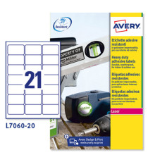 Etichette adesive L7060 - in poliestere - laser - permanenti - 63,5 x 38,1 mm - 21 et/fg - 20 fogli - bianco - Avery Etichette adesive L7060 - in poliestere - laser - permanenti - 63,5 x 38,1 mm - 21 et/fg - 20 fogli - bianco - Avery