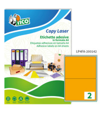 Etichette adesive LP4F - in carta - angoli arrotondati - permanenti - 200 x 142 mm - 2 et/fg - 70 fogli - arancio fluo - Etichette adesive LP4F - in carta - angoli arrotondati - permanenti - 200 x 142 mm - 2 et/fg - 70 fogli - arancio fluo -