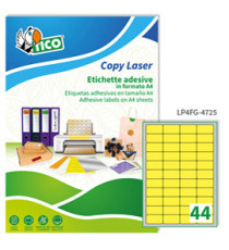 Etichette adesive LP4F - in carta - angoli arrotondati - permanenti - 47,5 x 25,5 mm - 44 et/fg - 70 fogli - giallo fluo Etichette adesive LP4F - in carta - angoli arrotondati - permanenti - 47,5 x 25,5 mm - 44 et/fg - 70 fogli - giallo fluo