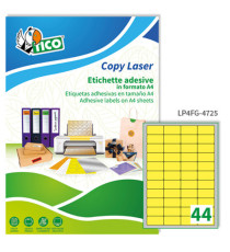 Etichette adesive LP4F - in carta - angoli arrotondati - permanenti - 47,5 x 25,5 mm - 44 et/fg - 70 fogli - giallo fluo Etichette adesive LP4F - in carta - angoli arrotondati - permanenti - 47,5 x 25,5 mm - 44 et/fg - 70 fogli - giallo fluo