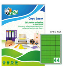 Etichette adesive LP4F - in carta - angoli arrotondati - permanenti - 47,5 x 25,5 mm - 44 et/fg - 70 fogli - verde fluo Etichette adesive LP4F - in carta - angoli arrotondati - permanenti - 47,5 x 25,5 mm - 44 et/fg - 70 fogli - verde fluo