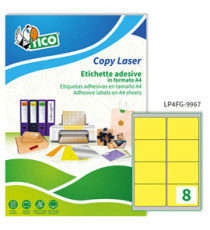 Etichette adesive LP4F - in carta - angoli arrotondati - permanenti - 99,1 x 67,7 mm - 8 et/fg - 70 fogli - giallo fluo Etichette adesive LP4F - in carta - angoli arrotondati - permanenti - 99,1 x 67,7 mm - 8 et/fg - 70 fogli - giallo fluo