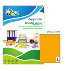 Etichette adesive LP4F - in carta - permanenti - 210 x 297 mm - 1 et/fg - 70 fogli - arancio fluo - Tico Etichette adesive LP4F - in carta - permanenti - 210 x 297 mm - 1 et/fg - 70 fogli - arancio fluo - Tico