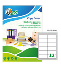 Etichette adesive LP4W - in carta - angoli arrotondati - permanenti - 97 x 42,3 mm - 12 et/fg - 100 fogli - bianco - Tic Etichette adesive LP4W - in carta - angoli arrotondati - permanenti - 97 x 42,3 mm - 12 et/fg - 100 fogli - bianco - Tic