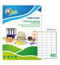 Etichette adesive LP4W - in carta - permanenti - 52 x 30 mm - 40 et/fg - 100 fogli - bianco - Tico