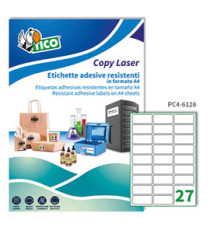 Etichette adesive PC4 - in poliestere - laser - permanenti - 61 x 286 mm - 27 et/fg - 100 fogli - trasparente - Tico Etichette adesive PC4 - in poliestere - laser - permanenti - 61 x 286 mm - 27 et/fg - 100 fogli - trasparente - Tico