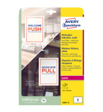 Etichette adesive per finestre - in carta - con pellicola - laser - rimovibili - 210 x 148 mm - 1et/fg - 10 fogli - bian Etichette adesive per finestre - in carta - con pellicola - laser - rimovibili - 210 x 148 mm - 1et/fg - 10 fogli - bian