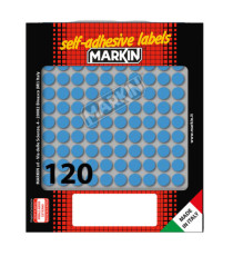 Etichette adesive tonde - in carta - permanenti - diametro 10 mm - 120 et/fg - 10 fogli - blu - Markin Etichette adesive tonde - in carta - permanenti - diametro 10 mm - 120 et/fg - 10 fogli - blu - Markin