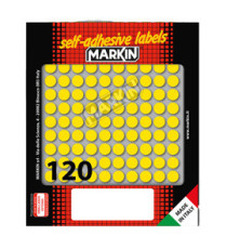 Etichette adesive tonde - in carta - permanenti - diametro 10 mm - 120 et/fg - 10 fogli - giallo - Markin