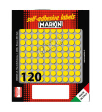 Etichette adesive tonde - in carta - permanenti - diametro 10 mm - 120 et/fg - 10 fogli - giallo - Markin