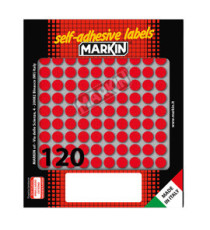 Etichette adesive tonde - in carta - permanenti - diametro 10 mm - 120 et/fg - 10 fogli - rosso - Markin Etichette adesive tonde - in carta - permanenti - diametro 10 mm - 120 et/fg - 10 fogli - rosso - Markin