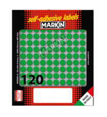 Etichette adesive tonde - in carta - permanenti - diametro 10 mm - 120 et/fg - 10 fogli - verde - Markin Etichette adesive tonde - in carta - permanenti - diametro 10 mm - 120 et/fg - 10 fogli - verde - Markin