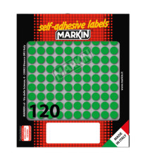 Etichette adesive tonde - in carta - permanenti - diametro 10 mm - 120 et/fg - 10 fogli - verde - Markin Etichette adesive tonde - in carta - permanenti - diametro 10 mm - 120 et/fg - 10 fogli - verde - Markin