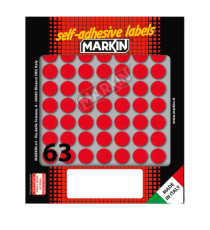 Etichette adesive tonde - in carta - permanenti - diametro 14 mm - 63 et/fg - 10 fogli - rosso - Markin Etichette adesive tonde - in carta - permanenti - diametro 14 mm - 63 et/fg - 10 fogli - rosso - Markin