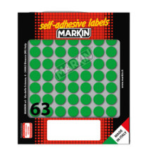 Etichette adesive tonde - in carta - permanenti - diametro 14 mm - 63 et/fg - 10 fogli - verde - Markin
