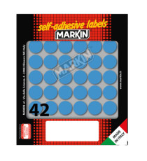 Etichette adesive tonde - in carta - permanenti - diametro 18 mm - 42 et/fg - 10 fogli - blu - Markin Etichette adesive tonde - in carta - permanenti - diametro 18 mm - 42 et/fg - 10 fogli - blu - Markin