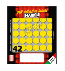 Etichette adesive tonde - in carta - permanenti - diametro 18 mm - 42 et/fg - 10 fogli - giallo - Markin Etichette adesive tonde - in carta - permanenti - diametro 18 mm - 42 et/fg - 10 fogli - giallo - Markin