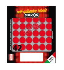 Etichette adesive tonde - in carta - permanenti - diametro 18 mm - 42 et/fg - 10 fogli - rosso - Markin Etichette adesive tonde - in carta - permanenti - diametro 18 mm - 42 et/fg - 10 fogli - rosso - Markin