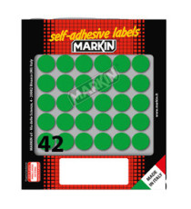 Etichette adesive tonde - in carta - permanenti - diametro 18 mm - 42 et/fg - 10 fogli - verde - Markin