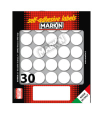 Etichette adesive tonde - in carta - permanenti - diametro 22 mm - 30 et/fg - 10 fogli - bianco - Markin