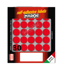 Etichette adesive tonde - in carta - permanenti - diametro 22 mm - 30 et/fg - 10 fogli - rosso - Markin Etichette adesive tonde - in carta - permanenti - diametro 22 mm - 30 et/fg - 10 fogli - rosso - Markin