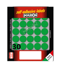 Etichette adesive tonde - in carta - permanenti - diametro 22 mm - 30 et/fg - 10 fogli - verde - Markin Etichette adesive tonde - in carta - permanenti - diametro 22 mm - 30 et/fg - 10 fogli - verde - Markin