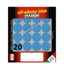 Etichette adesive tonde - in carta - permanenti - diametro 27 mm - 20 et/fg - 10 fogli - blu - Markin Etichette adesive tonde - in carta - permanenti - diametro 27 mm - 20 et/fg - 10 fogli - blu - Markin