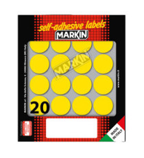 Etichette adesive tonde - in carta - permanenti - diametro 27 mm - 20 et/fg - 10 fogli - giallo - Markin