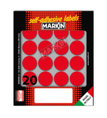 Etichette adesive tonde - in carta - permanenti - diametro 27 mm - 20 et/fg - 10 fogli - rosso - Markin