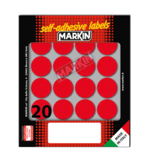 Etichette adesive tonde - in carta - permanenti - diametro 27 mm - 20 et/fg - 10 fogli - rosso - Markin